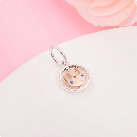 🎁 Pandora Rebel SterlingSilver rose gold Blue sapphires - Picture 7 of 16